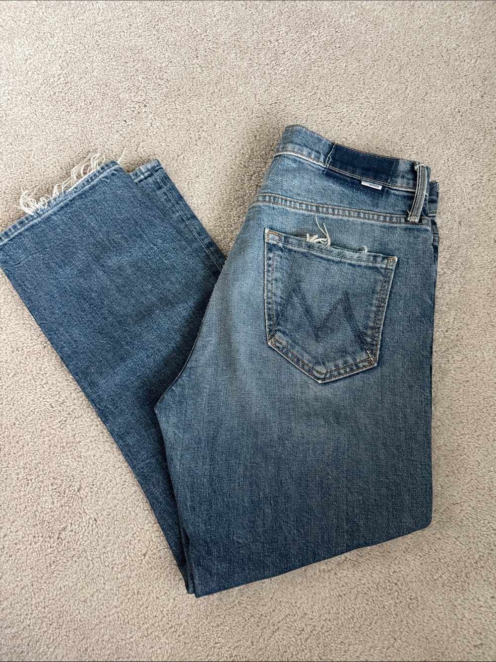 MOTHER Women's Straight Jeans in Medium Blue Denim